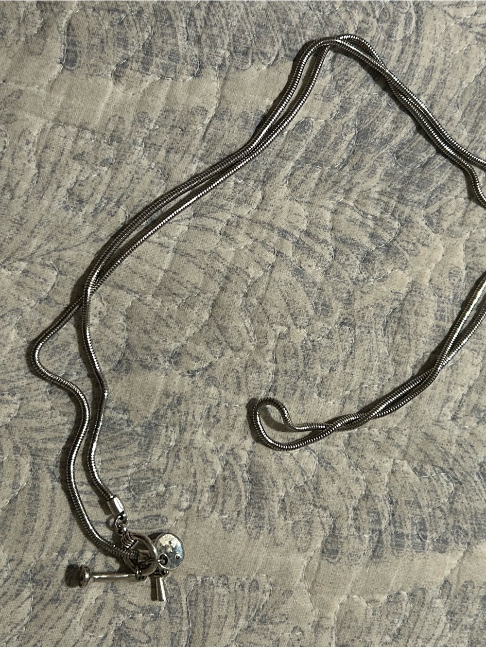 Silver-Tone Women's Snake Chain Necklace with Pendant Charms